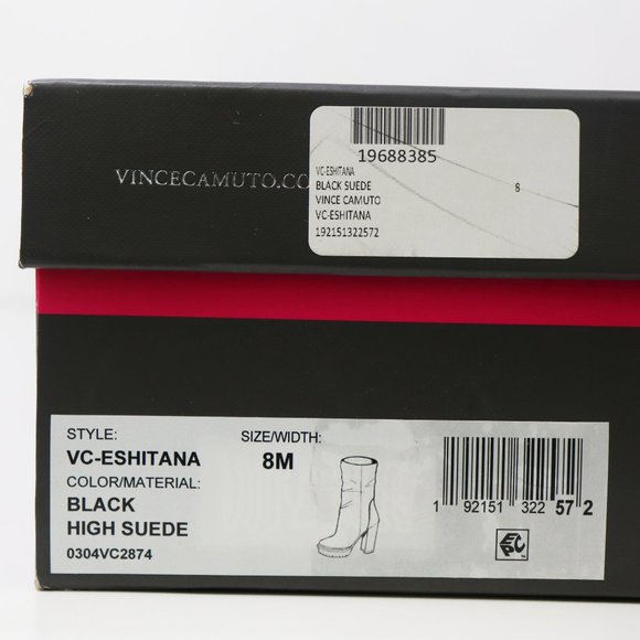 NWT Vince Camuto Eshitana Platform Boot Suede Mid Calf Lugged Sole Heels Black 8 - Picture 4 of 9